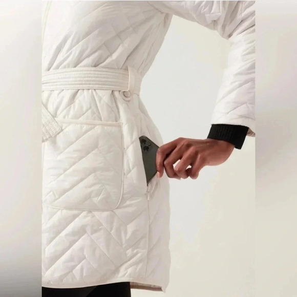 Athleta Womens Mendocino Quilted magnolia white coat size Small - Picture 10 of 16